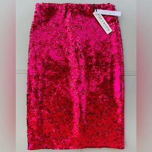 NWT! Alice + Olivia High-Waist Hot Pink | FUCHSIA Sequin Pencil Skirt in Size 0
